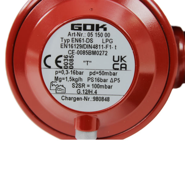 GOK 29mbar Gasdruckregler EN61 1,5kg/h PS 16bar Druckminderer Gas Regler  0111400